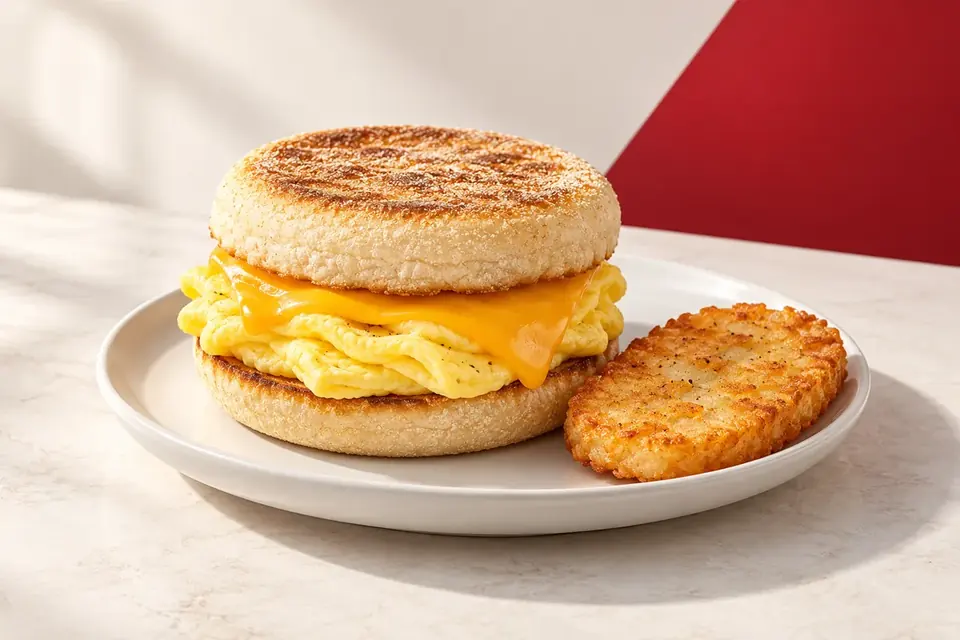 Illustration of a generic breakfast sandwich and hash brown